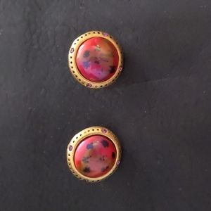 Chico's Gold Red and Black post earrings